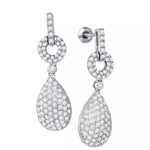 10kt WG Diamond Teardrop Dangle Earrings 2.00 Cttw